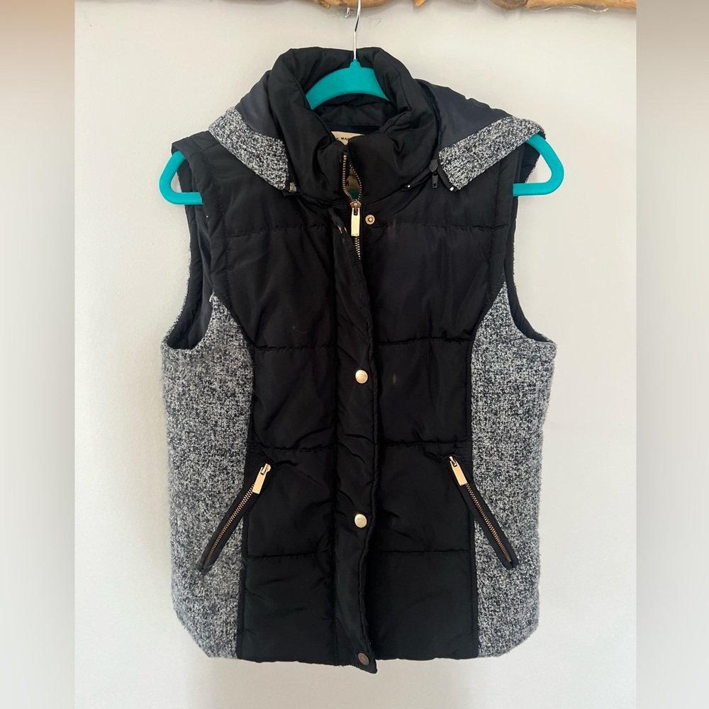 Ci Sono Quilted Puffer Vest With Detachable Hood Medium